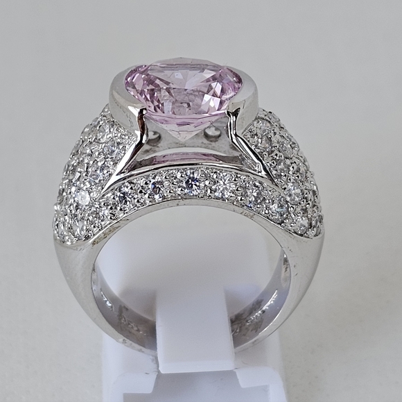 Victoria Wieck Pink Sapphire & Diamond Simulant Sterling Silver Ring Sz 6. - Picture 10 of 11